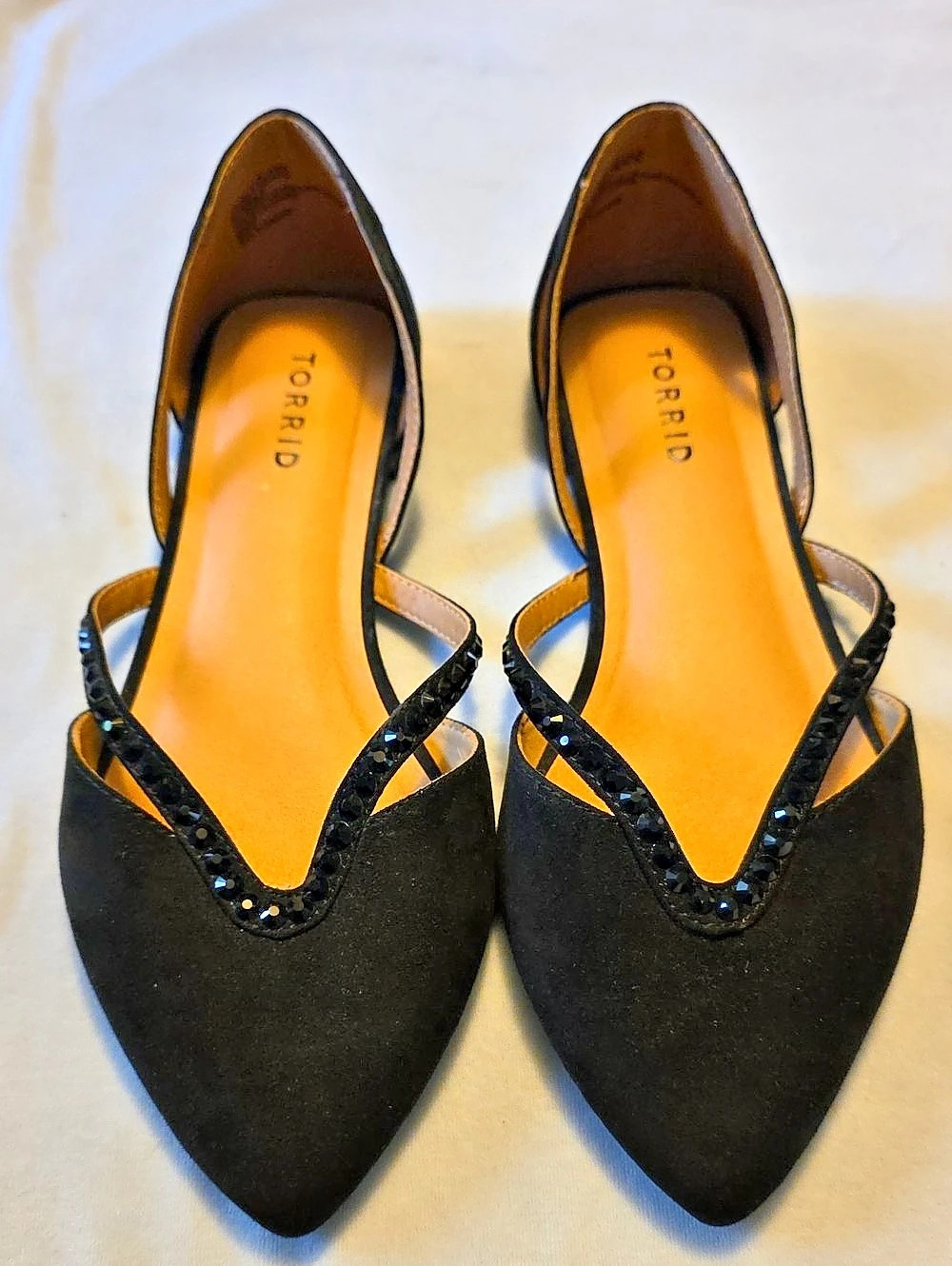 Torrid Black Rhinestone Crisscross Pointed Toe Flat